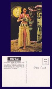 Vintage Mai-Kai Mystery Girl postcard.